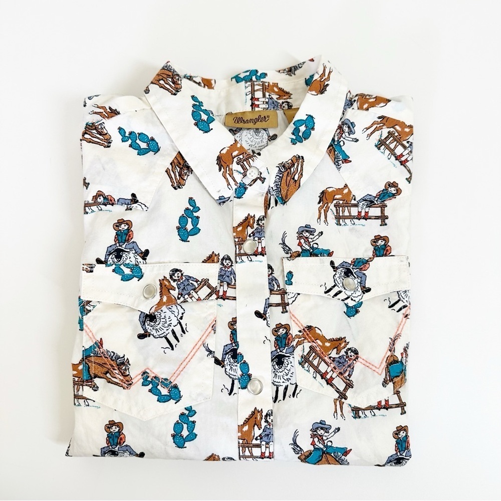 Western Print Mutton Busting Long Sleeve Shirt Size XXL